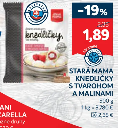 Stará mama knedličky s tvarohom a malinami