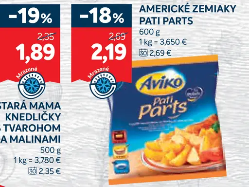 Aviko Americké zemiaky Pati Parts