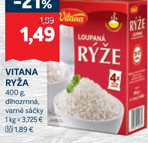 Vitana ryža lúpaná dlhozrnná varné sáčky