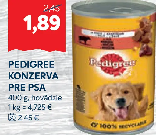 Pedigree konzerva pre psa hovädzie