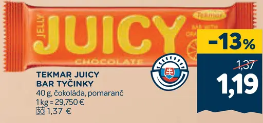 Tekmar Juicy Bar tyčinka čokoláda a pomaranč
