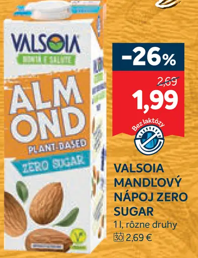 Valsoia Mandľový nápoj Zero Sugar