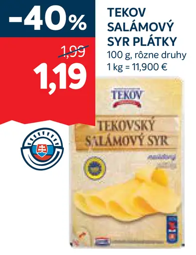 Tekov salámový syr plátky