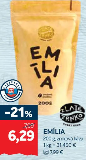 Emília zrnková káva