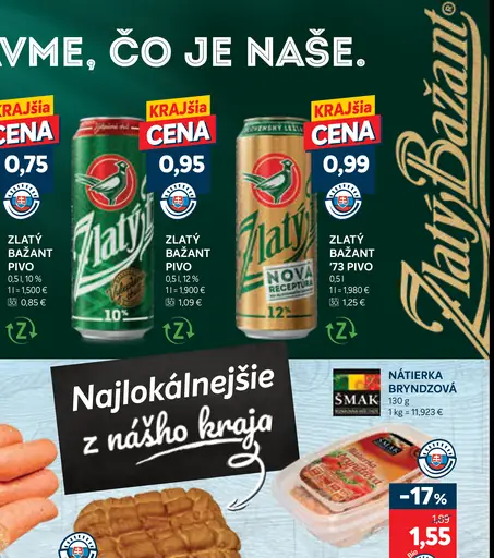 Zlatý Bažant 10 % pivo plechovka