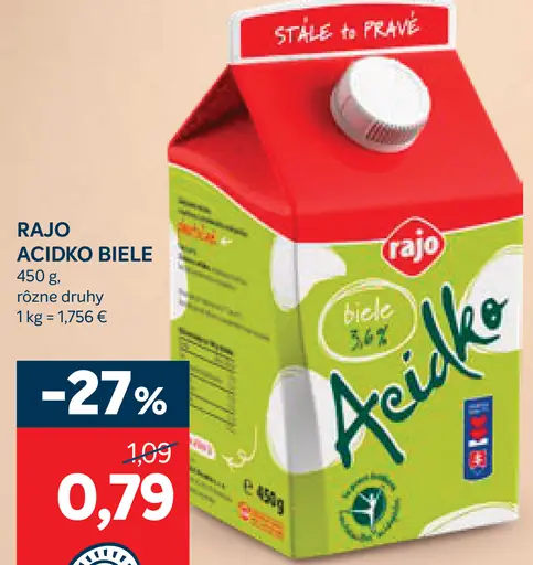 Rajo Acidko biele rôzne druhy