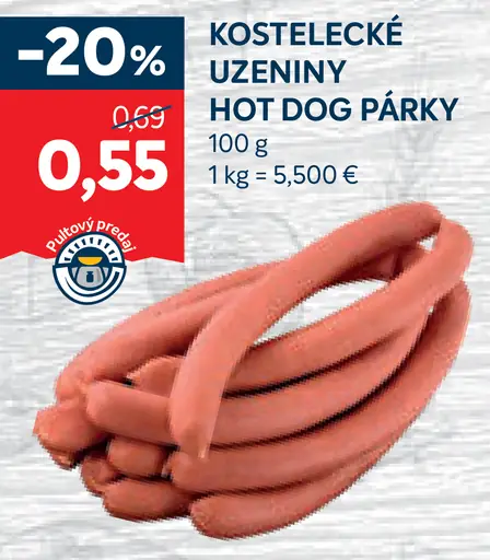 Kostelecké Uzeniny Hot Dog Párky