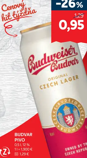 Budvar Tmavý ležiak pivo