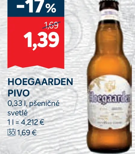 Hoegaarden pšeničné svetlé pivo