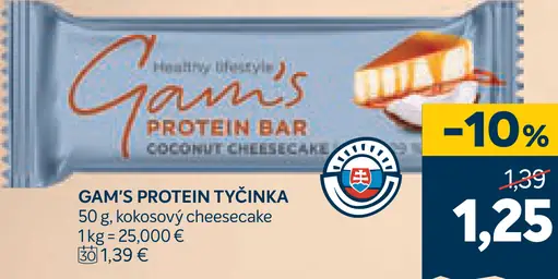 Gam's protein tyčinka kokosový cheesecake