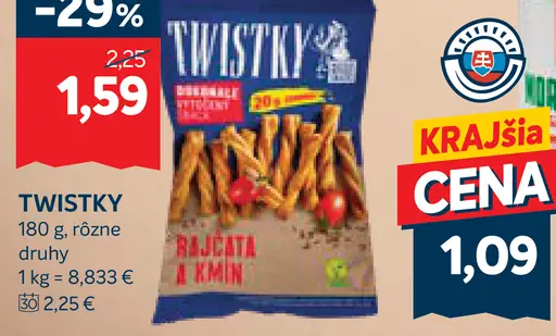 Twisty kukuričné chrumky