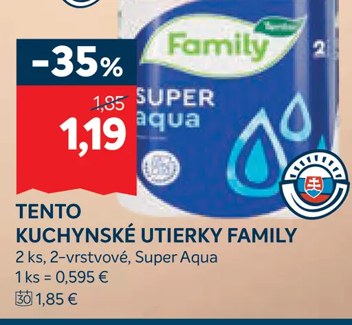 Tento kuchynské utierky Family Super Aqua 2-vrstvové