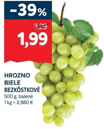 Hrozno biele bezjadierkové