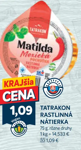 Tatrakon rastlinná nátierka Matilda Mexická