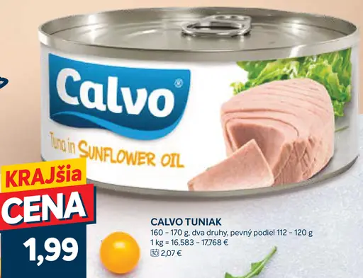 Calvo tuniak v slnečnicovom oleji