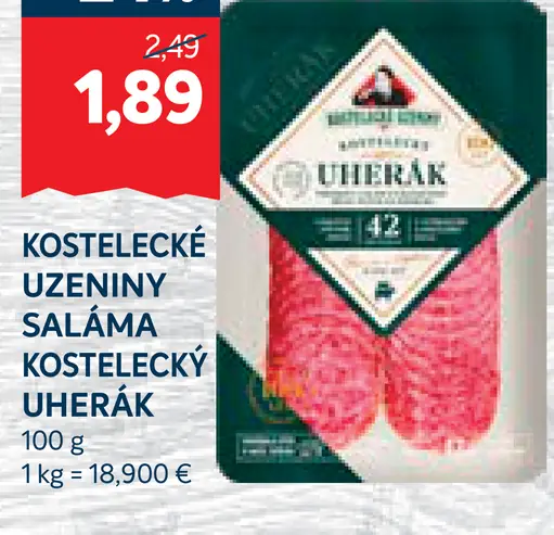 Kostelecké Uzeniny saláma Kostelecký uherák