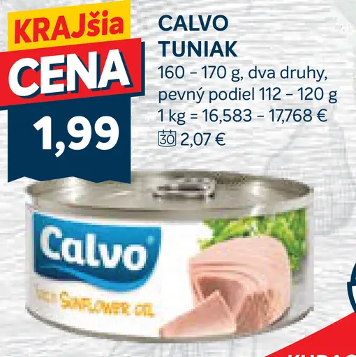 Calvo tuniak v slnečnicovom oleji