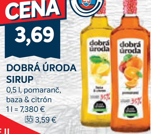 Dobrá úroda Sirup pomaranč/baza & citrón