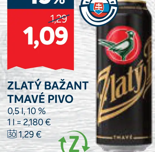 Zlatý Bažant tmavé pivo