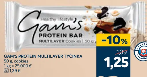 Gam's Protein Bar multilayer cookies proteínová tyčinka