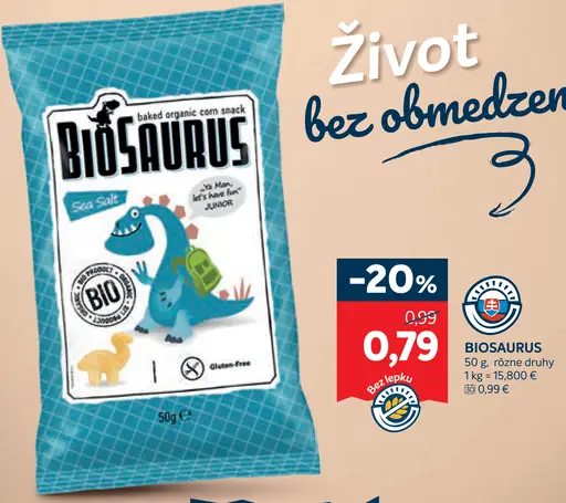 Biosaurus kukuriový snack Sea Salt