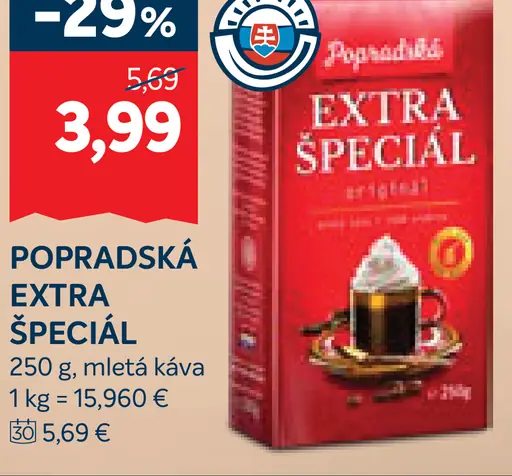 Popradská Extra špeciál originál mletá káva