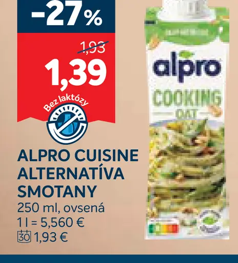 Alpro Cuisine alternatíva smotany na varenie ovsená
