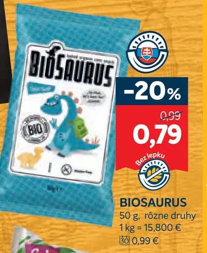 BioSaurus kukuričné chrumky