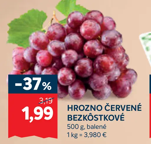Hrozno červené bezkôstkové