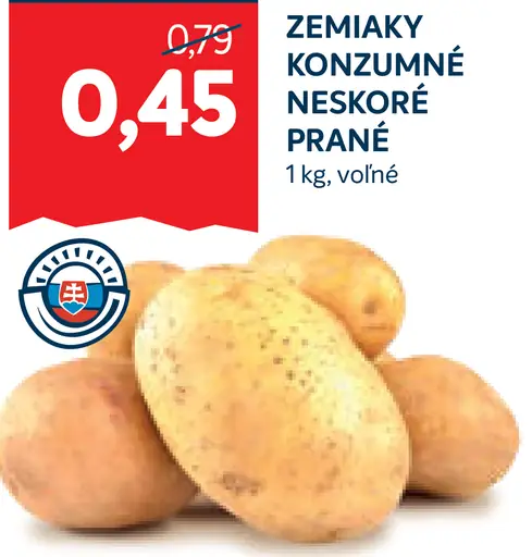 Zemiaky konzumné neskoré prané voľne