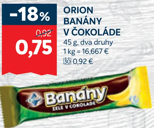 Orion Banány XXL želé v čokoláde