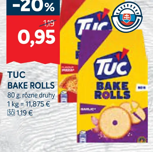 TUC Bake Rolls slané snack pečivo