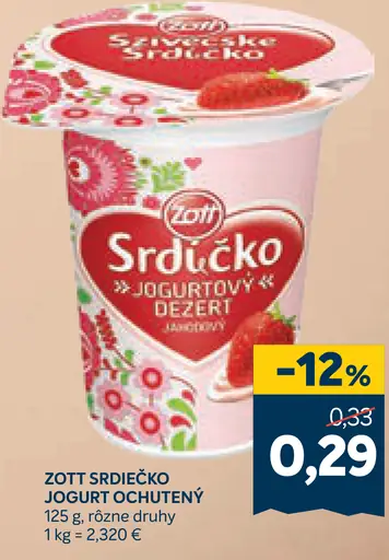 Zott Srdiečko jogurtový dezert jahodový