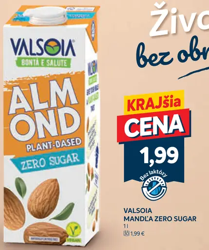 Valsoia Mandľový nápoj Zero Sugar