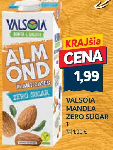 Valsoia Mandľový nápoj Zero Sugar