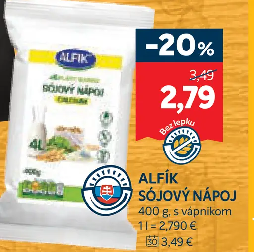 Alfik sójový nápoj so špaldou