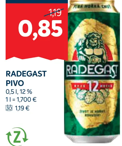 Radegast pivo plechovka 12 %