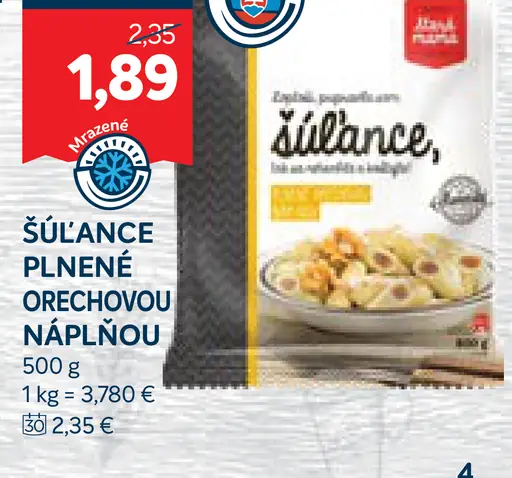 Šúľance plnené orechovou náplňou mrazené