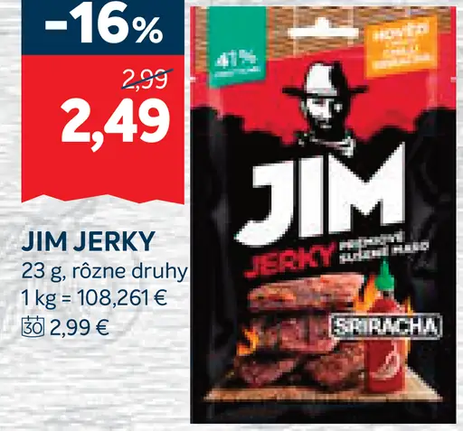 Jim Jerky sušené mäso Sriracha