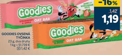Goodies ovsená tyčinka dva druhy