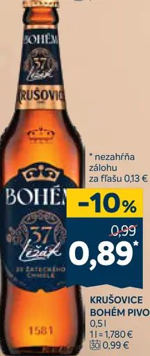 Krušovice Bohém pivo fľaša