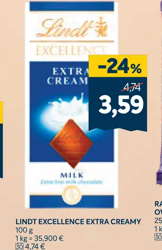 Lindt Excellence Extra jemná mliečna čokoláda
