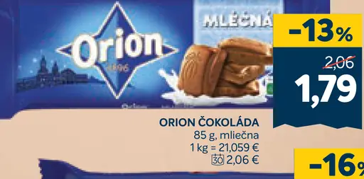 Orion čokoláda mliečna