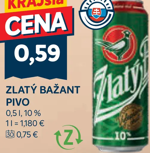 Zlatý Bažant Pivo plechovka
