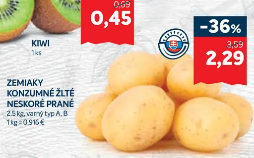 Zemiaky konzumné žlté neskoré prané