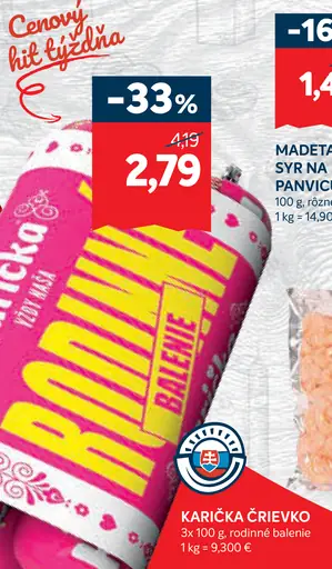 Karička črievko tavený syr rodinné balenie