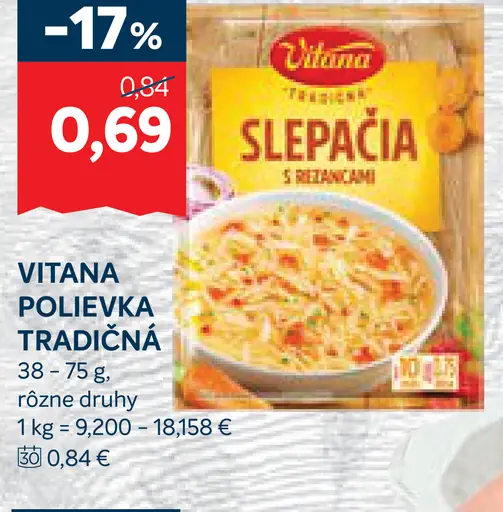 Vitana polievka tradičná slepačia s rezancami