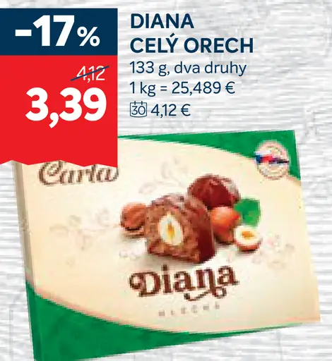 Diana celý orech pralinky dva druhy