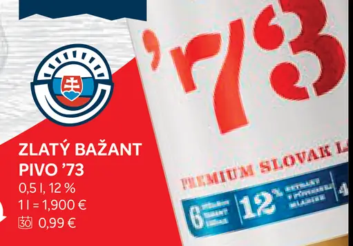 Zlatý Bažant pivo 73 plechovka