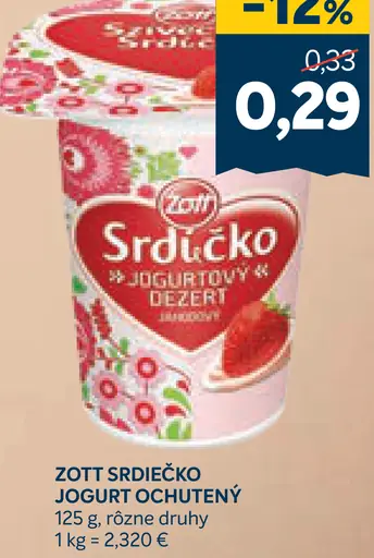 Zott Srdiečko Jogurt ochutený